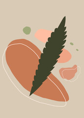 American chestnut leaf silhouette background with earthy beige, peach, and orange tones in minimal botanical style. Perfect for wallpaper, poster, branding, packaging, card, cover, and artwork.