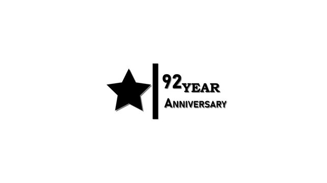 92 years anniversary motion graphic 4K footage with star. .4K motion animation.
