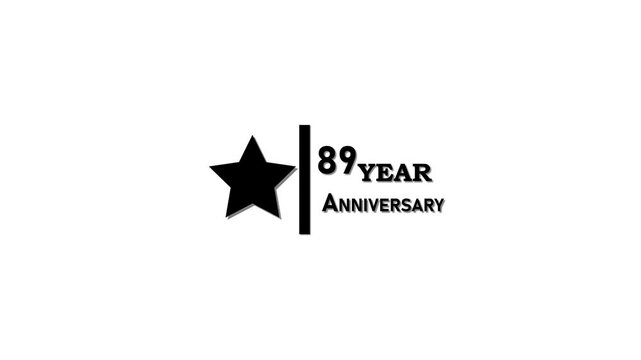 89 years anniversary motion graphic 4K footage with star. .4K motion animation.