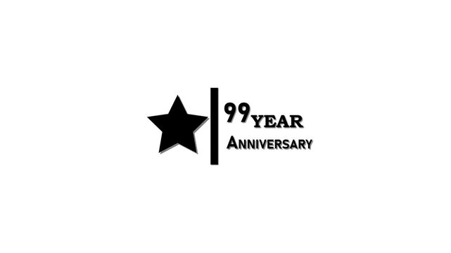 99 years anniversary motion graphic 4K footage with star. .4K motion animation.