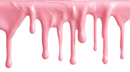 Vibrant Pink Paint Dripping on White Background for Creative Use