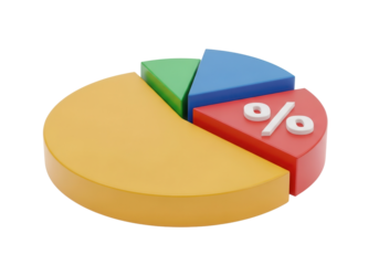 Colorful pie chart with percentage sign for business data illustration isolated PNG with Transparent Background