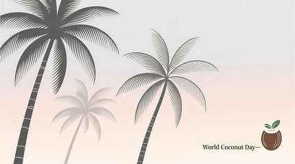 World Coconut Day Minimalist Palm Tree Illustration