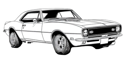 Classic muscle car drawing (2)
