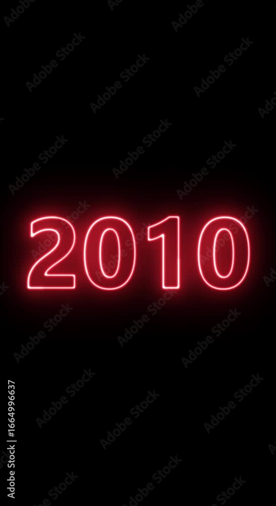 Poster 2010 year number neon motion. neon line animation. abstract 2010 neon text animation, neon color glo