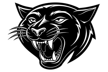 Fierce Black Panther Head Mascot Logo – Aggressive Roaring Wild Cat Illustration