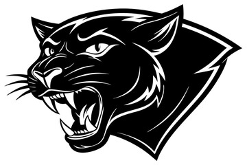Fierce Black Panther Head Mascot Logo – Aggressive Roaring Wild Cat Illustration