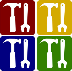 Wrench and Tools Vector Icons. Colorful wrench icons symbolizing maintenance, mechanic, construction, and repair work.