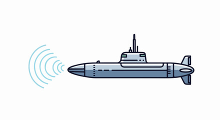 Fototapeta premium Submarine Sonar Illustration - Underwater Detection Technology.