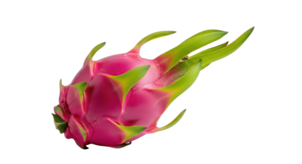 Vibrant pink dragon fruit with bright green scales on background pitaya magenta
