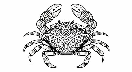 Intricate Ornate Crab Zentangle Illustration.