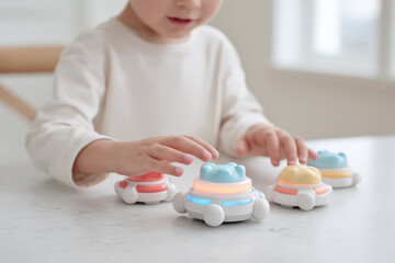 closeup view of innovative children toys designed to engage learning and recall game history