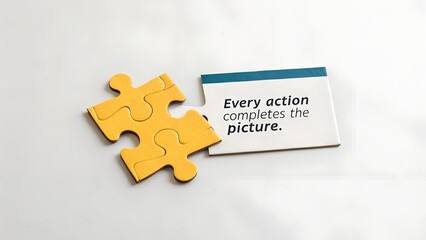Obraz premium Yellow Puzzle Piece with Motivational Quote on White Background