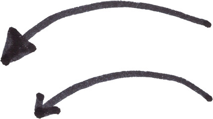 hand drawn arrow with black marker on white background