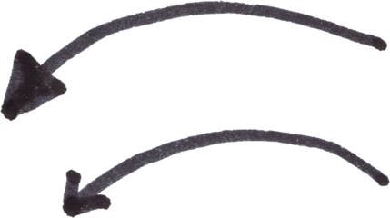 hand drawn arrow with black marker on white background