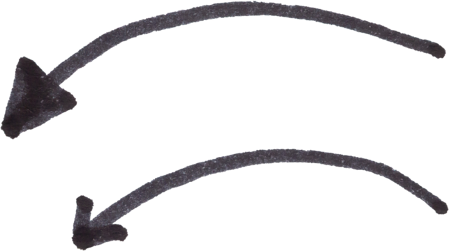 hand drawn arrow with black marker on white background