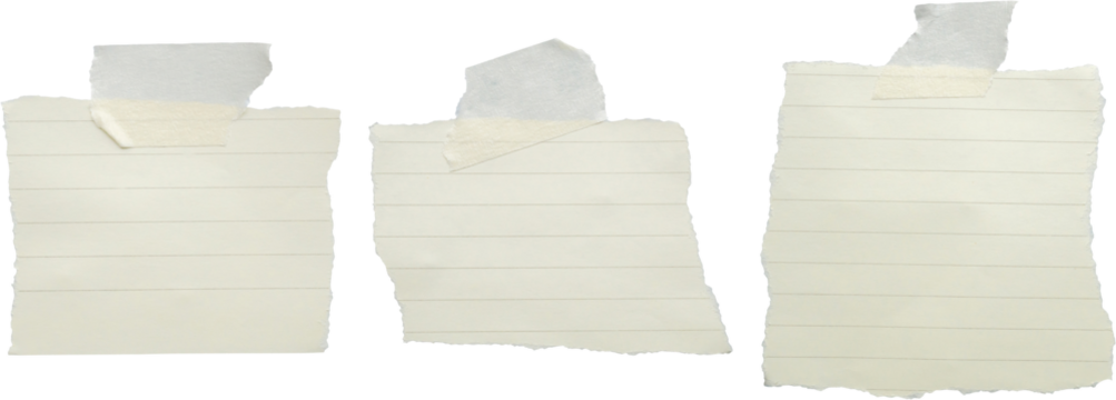 Note paper with adhesive tape set isolated on white background