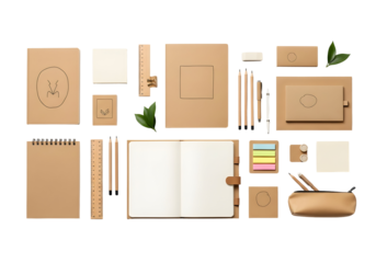 Thoughtfully curated collection of natural and eco-friendly stationery supplies, showcasing sustainable office essentials for conscious living and work