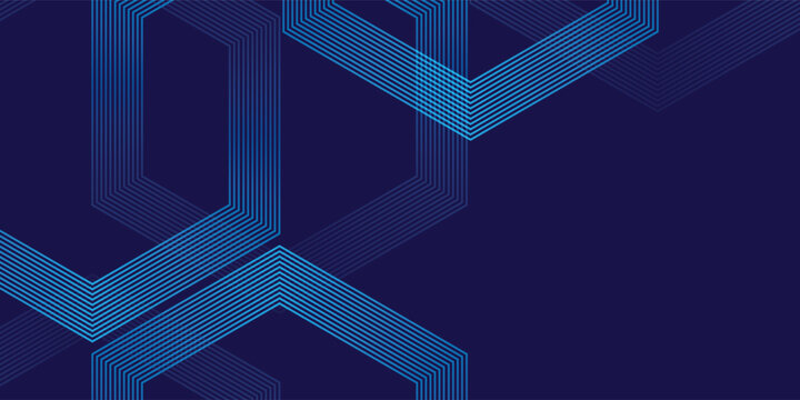 Dark blue background with hexagon geometric lines pattern modern