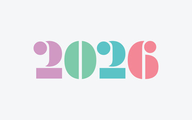 2026 number design for New Year symbol and sign. 2026 New Year with modern color