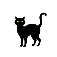Obraz premium Spooky Black Cat Silhouette: Halloween Vector Illustration