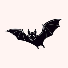 Silhouette Bat Spreading Wings for Flight