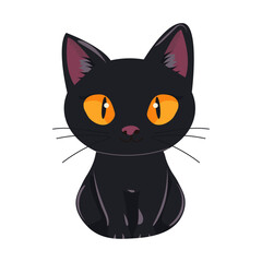 Cute Black Cat with Orange Eyes