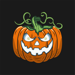 Spooky Jack-o'-lantern with Glowing Eyes and Sinister Grin for Halloween.