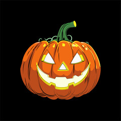 Spooky Jack-o'-lantern with Glowing Eyes and Sinister Grin for Halloween.