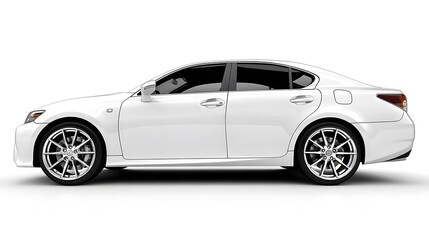Naklejka premium Sleek White Car on White Background for Automotive Advertising Campaigns