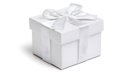 Obraz premium Elegant White Gift Box Isolated on Background, Perfect for Gifting Occasions