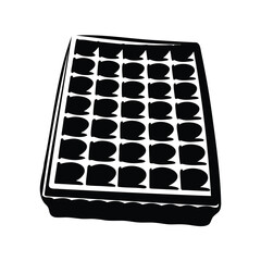Single Fresh Baked Waffle in Black and White, Cartoon Style Illustration