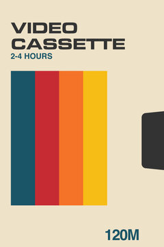 retro vintage vhs video cassette cover template mockup rewind 
