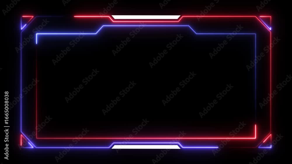 Poster animation of glowing neon gaming frame abstract background. abstract glowing neon border frame. rect