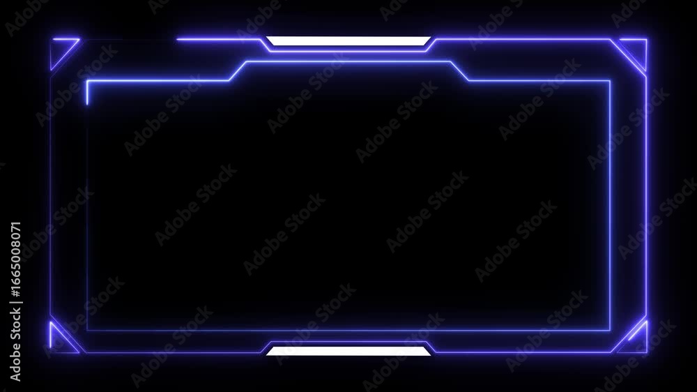 Poster animation of glowing neon gaming frame abstract background. abstract glowing neon border frame. rect