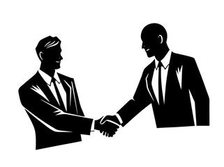 Vector illusion of  two businessmen shaking hands in business