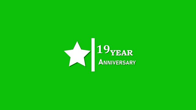 19 years anniversary motion graphic 4K footage with star. .4K motion animation.
