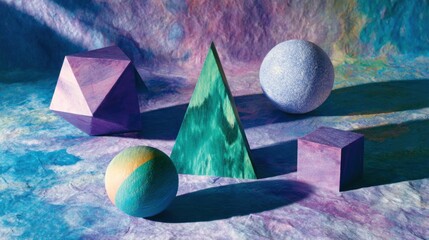 Colorful abstract geometric shapes on a textured background