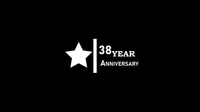 38 years anniversary motion graphic 4K footage with star. .4K motion animation.