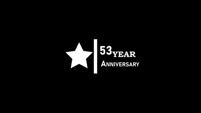 53 years anniversary motion graphic 4K footage with star. .4K motion animation.
