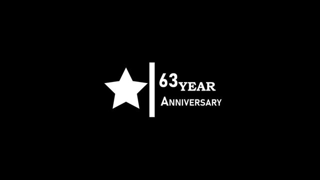 63 years anniversary motion graphic 4K footage with star. .4K motion animation.