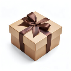 Obraz premium Gift box with satin ribbon isolated on pure white photorealistic background