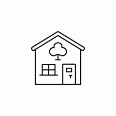 house with tree icon sign vector
