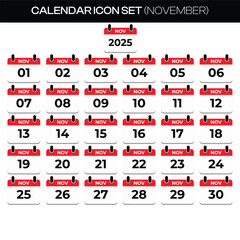 November 2025 Calendar Vector Design &ndash; Monthly Layout Graphic