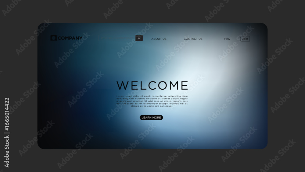 Fototapete modern website interface with welcome message and navigation for seamless user engagement and explor