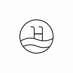 swimming pool ladder icon sign vector