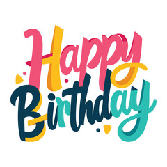 Vibrant and Colorful Happy Birthday Script with Decorative Elements