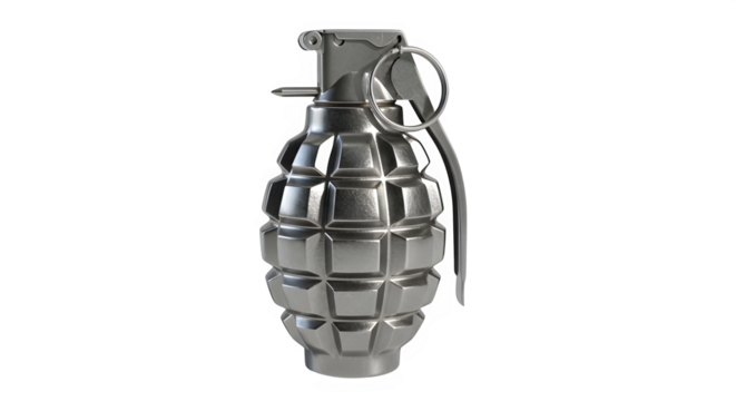 Steel hand grenade on white background  