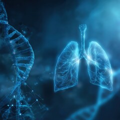 Lungs Illustration Amidst DNA Strand for Health, Medical, Biotech Purposes