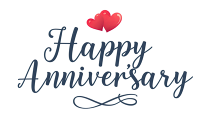 Happy Anniversary text in black calligraphy isolated on white background